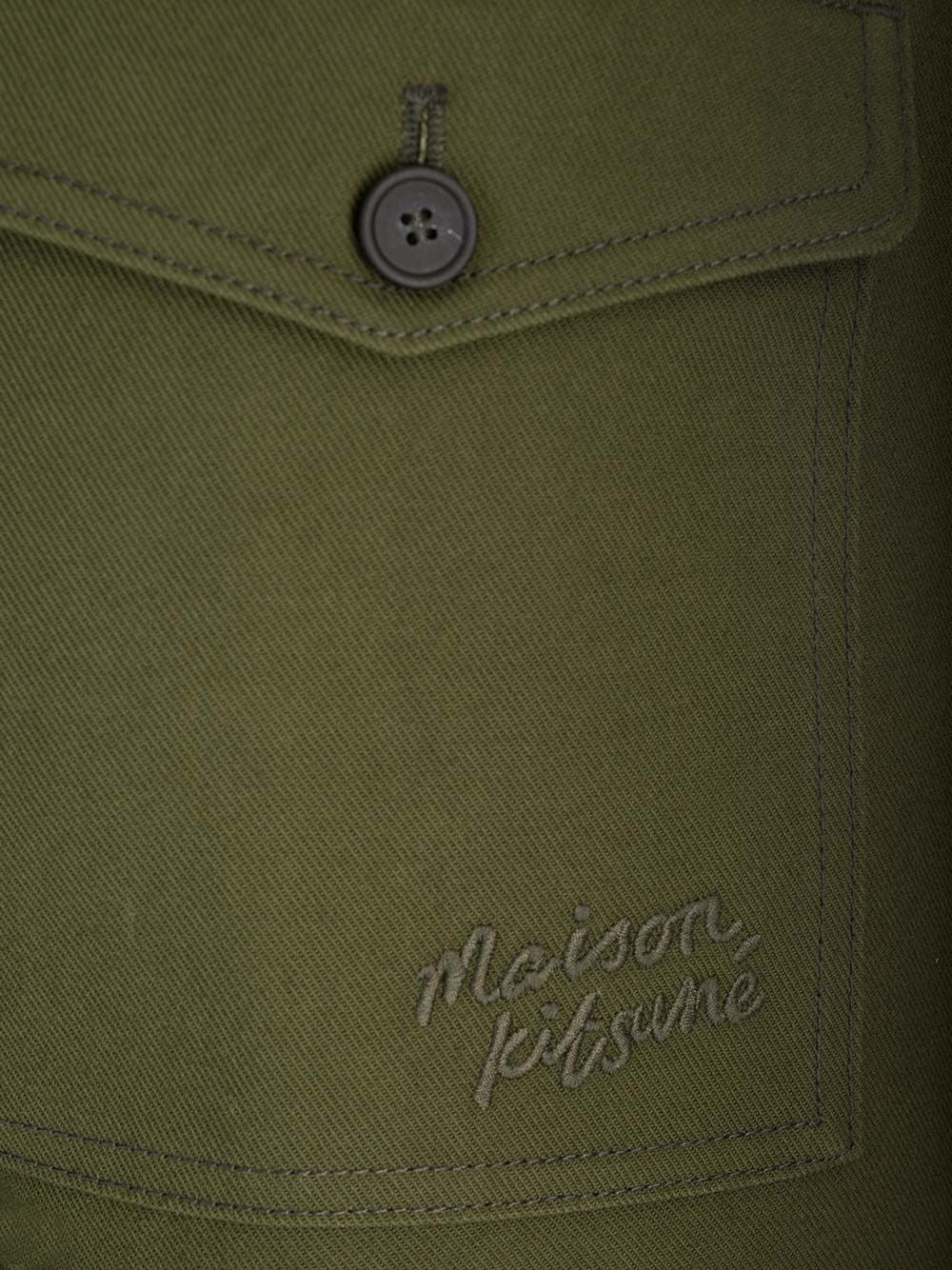 Maison KitsunÉ Cotton Twill Trousers - Green | 14754db07fa77c6e85fed7dc175e50c4c836a4d8