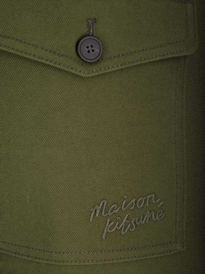 Maison KitsunÉ Cotton Twill Trousers - Green | 14754db07fa77c6e85fed7dc175e50c4c836a4d8