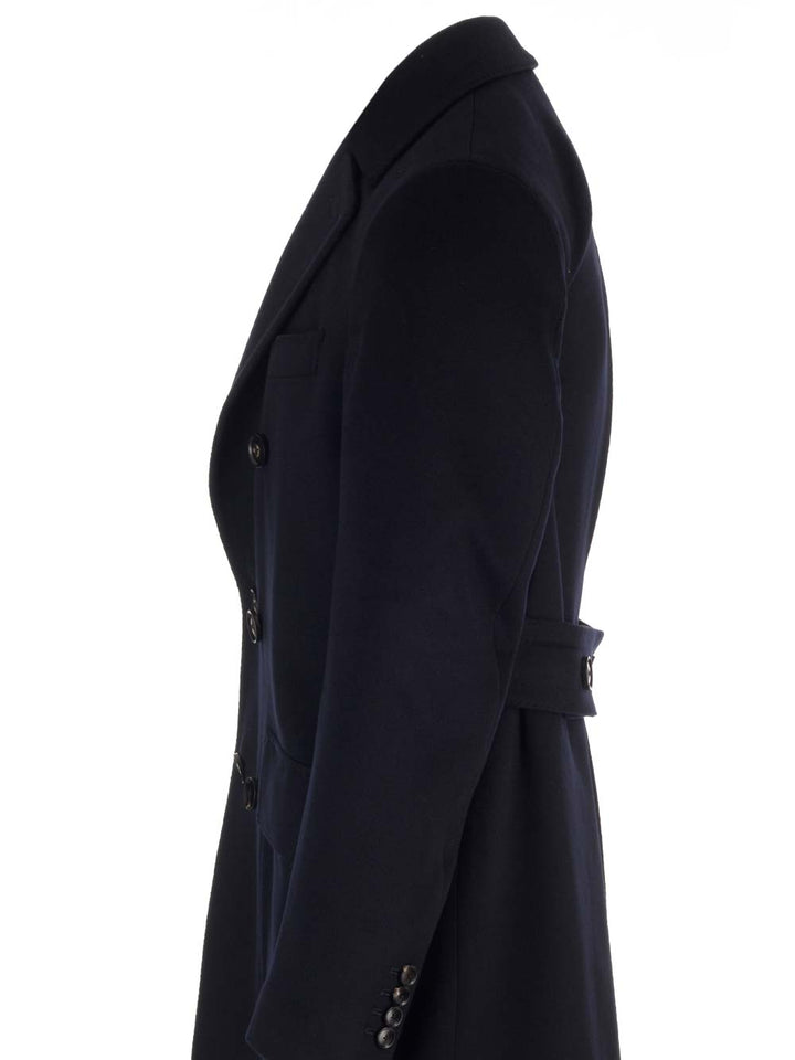 Al Duca D'Aosta Double-Breasted Coat Coats - Blue | 7790fd75616f9005a859e738c2dacb78ad48274d