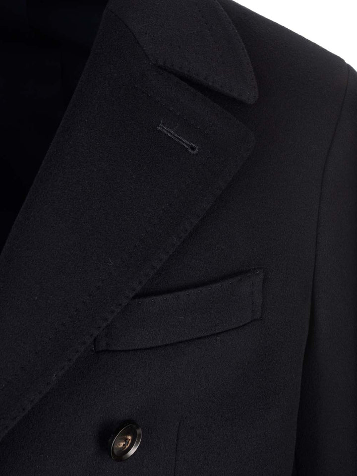 Al Duca D'Aosta Double-Breasted Coat Coats - Blue | 2033d8c20fedfca8715eaffabf9aa5d315cd4ffb