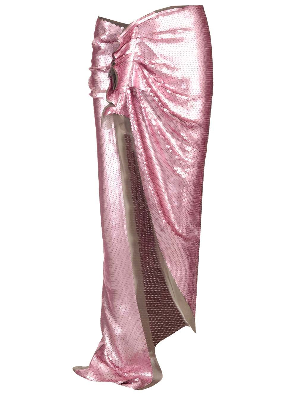 Rick Owens Long Skirt In Silk Chiffon With Sequins Skirts - Rose | 2674cfe4817eee05f1faee6109a00d98b320e7ff