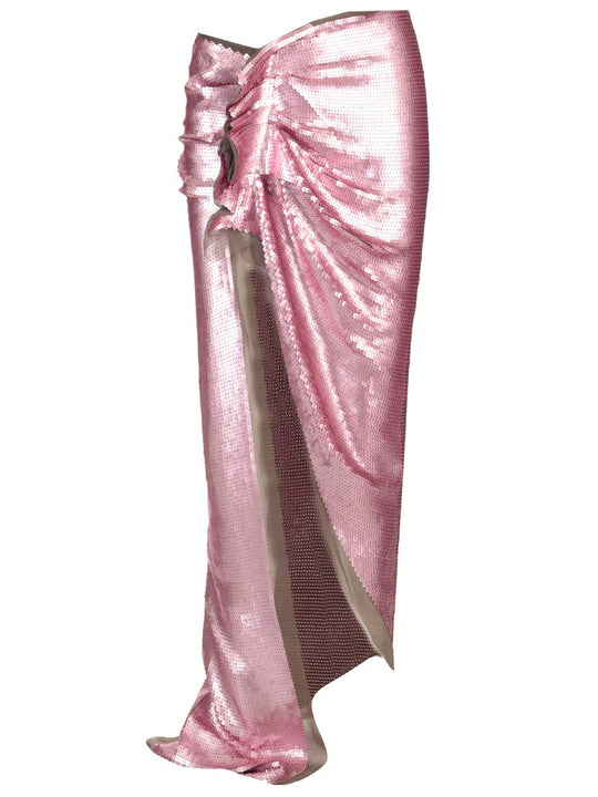Long Skirt In Silk Chiffon With Sequins Skirts Rose