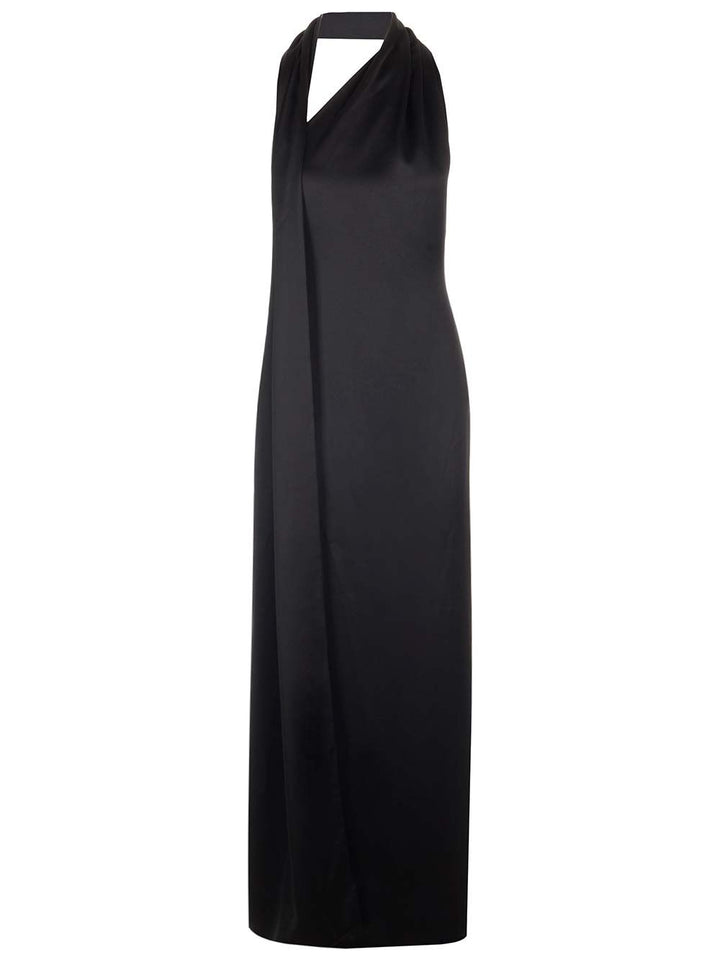 Loewe Scarf Dress In Technical Satin Dresses - Black | d7fa2895f7570f53c61eda81b226ca8e2855a0b5