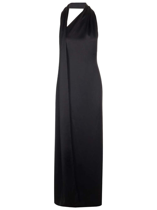 Scarf Dress In Technical Satin Dresses Black
