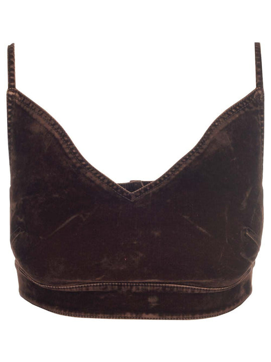 Velvet Top Tops Brown