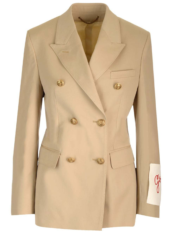 Golden Goose Deluxe Brand Double-Breasted Wool Blazer Jackets - Beige | 02292b6dcddfb3d1a2adaa7678e9308e31cdd550