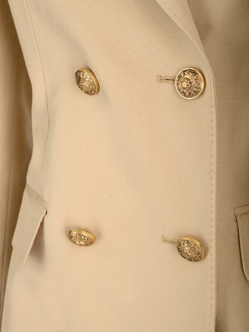 Golden Goose Deluxe Brand Double-Breasted Wool Blazer Jackets - Beige | 697ed48f8d9a1a43b44a6e4c58556020ab9e5b2c