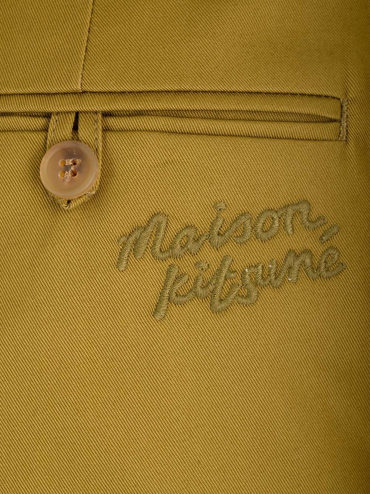 Maison KitsunÉ Cotton Chino Trousers - Green | d03508a50caff6df88f4e3edb2c83da7da14d9a5