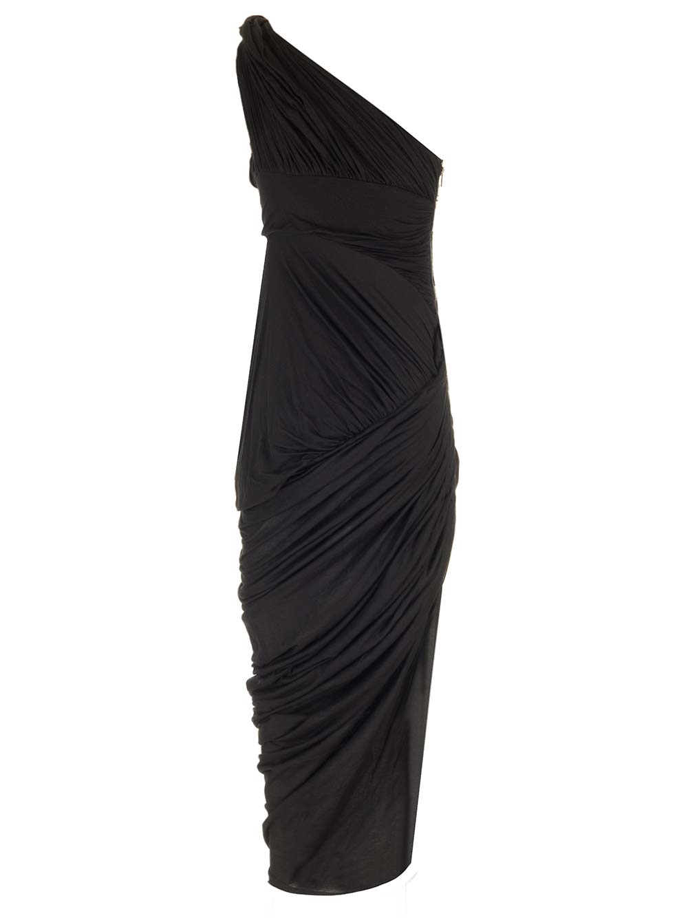 Rick Owens Draped Jersey Midi Dress Dresses - Black | 44ce2cc7ae7e173c7f1d2175505f9d2652eb0c83