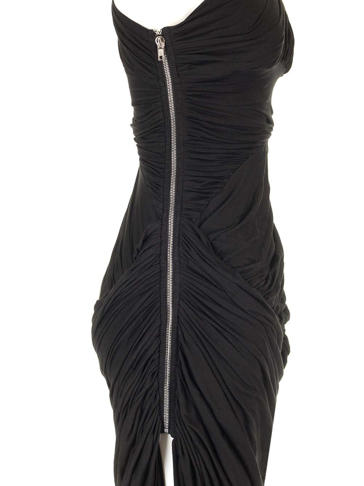 Rick Owens Draped Jersey Midi Dress Dresses - Black | b46bebb0ad8b0c6336777956e6bacf37353aaf06