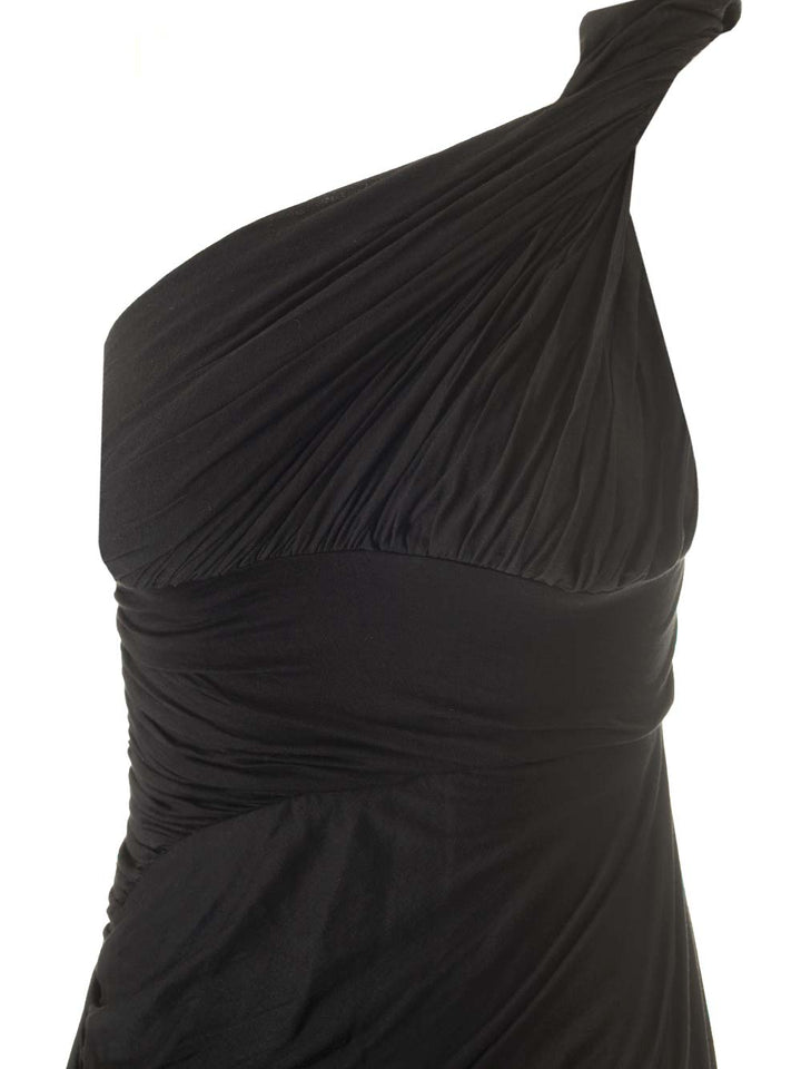 Rick Owens Draped Jersey Midi Dress Dresses - Black | dde5786ad4b05ae6a7c8659da8b7697af34538c4