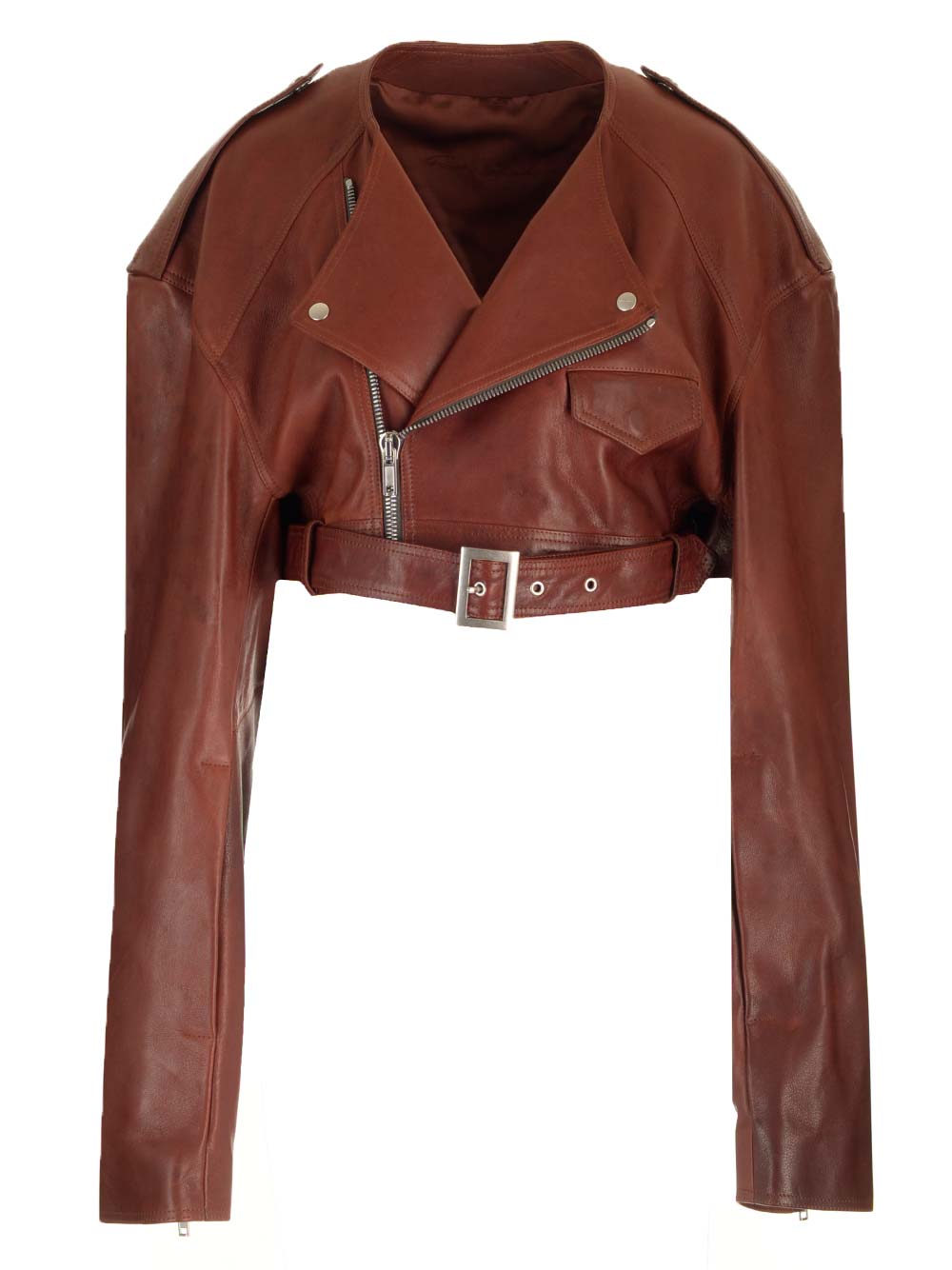 Rick Owens Cropped Biker Jacket Jackets - Brown | 7a6315a042d91a37a78386859f4360c8431b7100