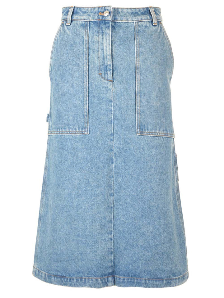 Maison KitsunÉ Denim Midi Skirt Skirts - Blue | d975cc470dce3edf3d021111583cf98acdeebd4e