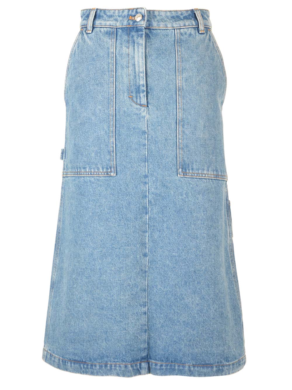Maison KitsunÉ Denim Midi Skirt Skirts - Blue | 3bf95f3e1a68924764802a12b171526876baae24