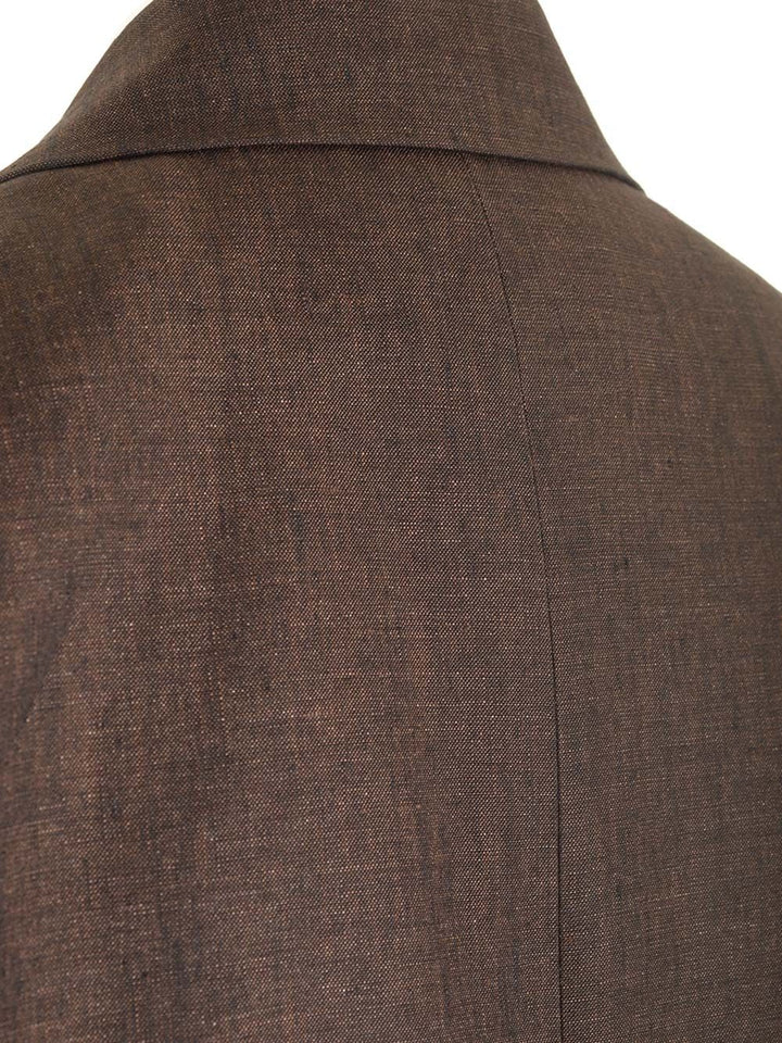 Loewe Linen Single-Breasted Tailored Jacket Jackets - Brown | 3874cfae0b228cbea46d20bfeb287dcff9d6b17c