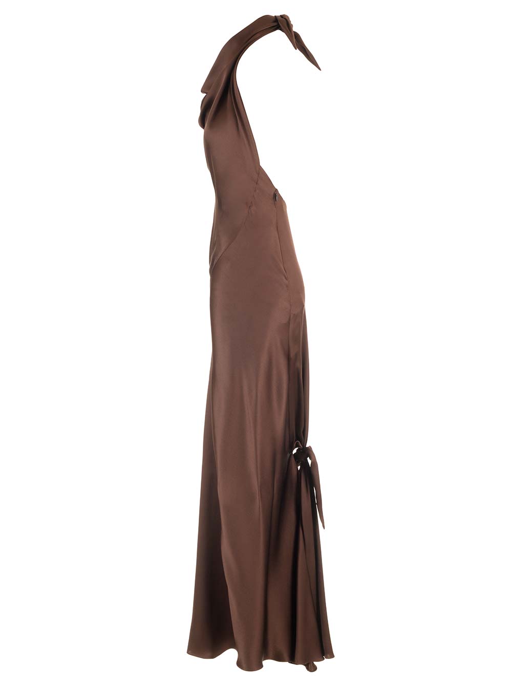 Loewe Long Scarf Dress In Silk Satin Dresses - Brown | ac1b1f238f05becf22bd948242aece134450c101