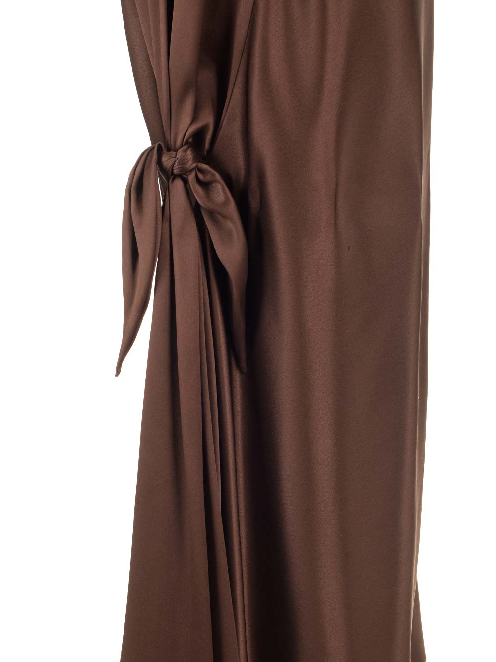 Loewe Long Scarf Dress In Silk Satin Dresses - Brown | 81fe68d7e32486e7a12024fd10909a8575babb56