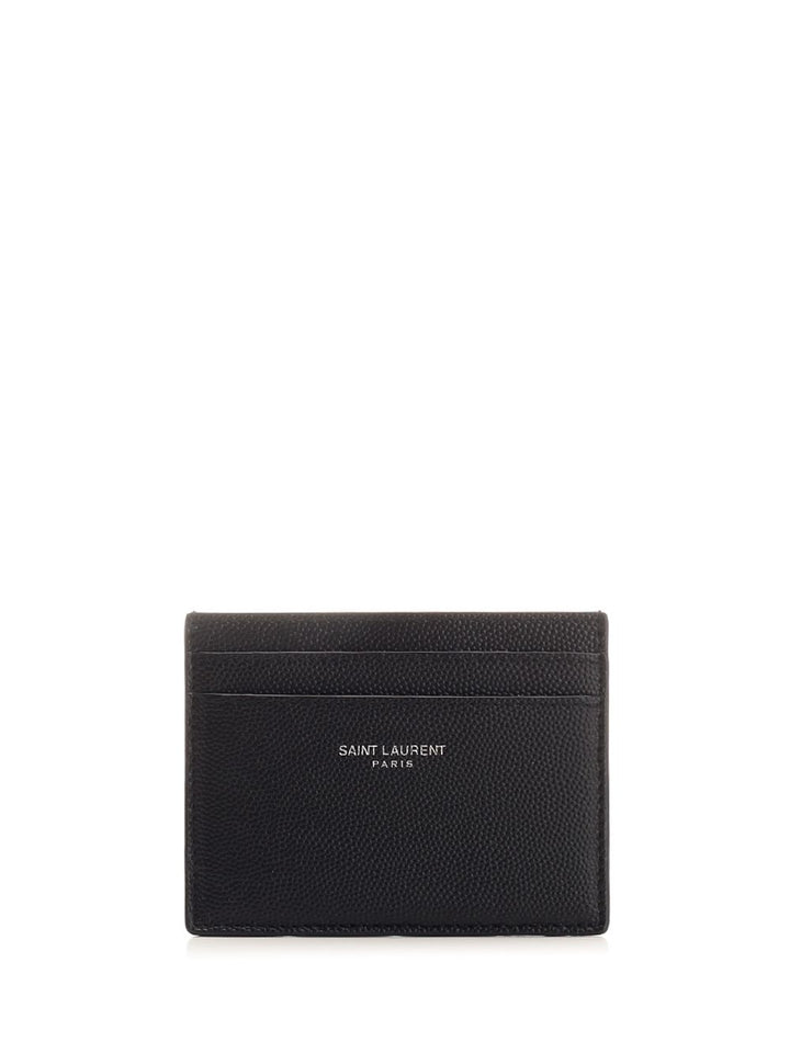 Saint Laurent Black Card Holder With Printed Logo Wallets - Black | 8bd3f87f176e1febd3853faa7e149e5ca8315059