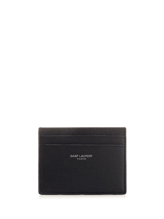 Black Card Holder With Printed Logo Wallets Black