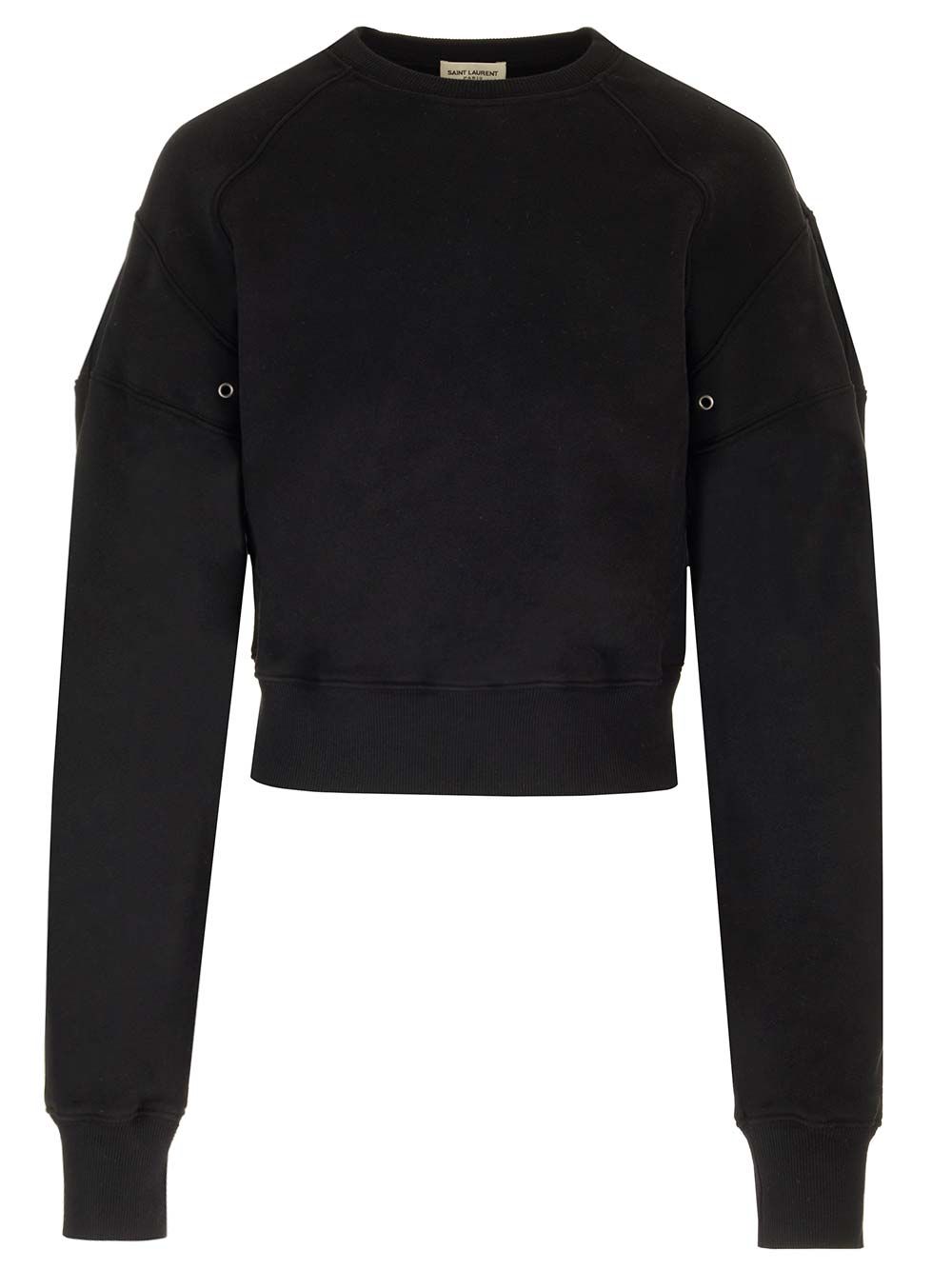 Saint Laurent Cropped Sweatshirt Knitwear - Black | 6d7540aa7509107a9b400d4920699a447dc97d57