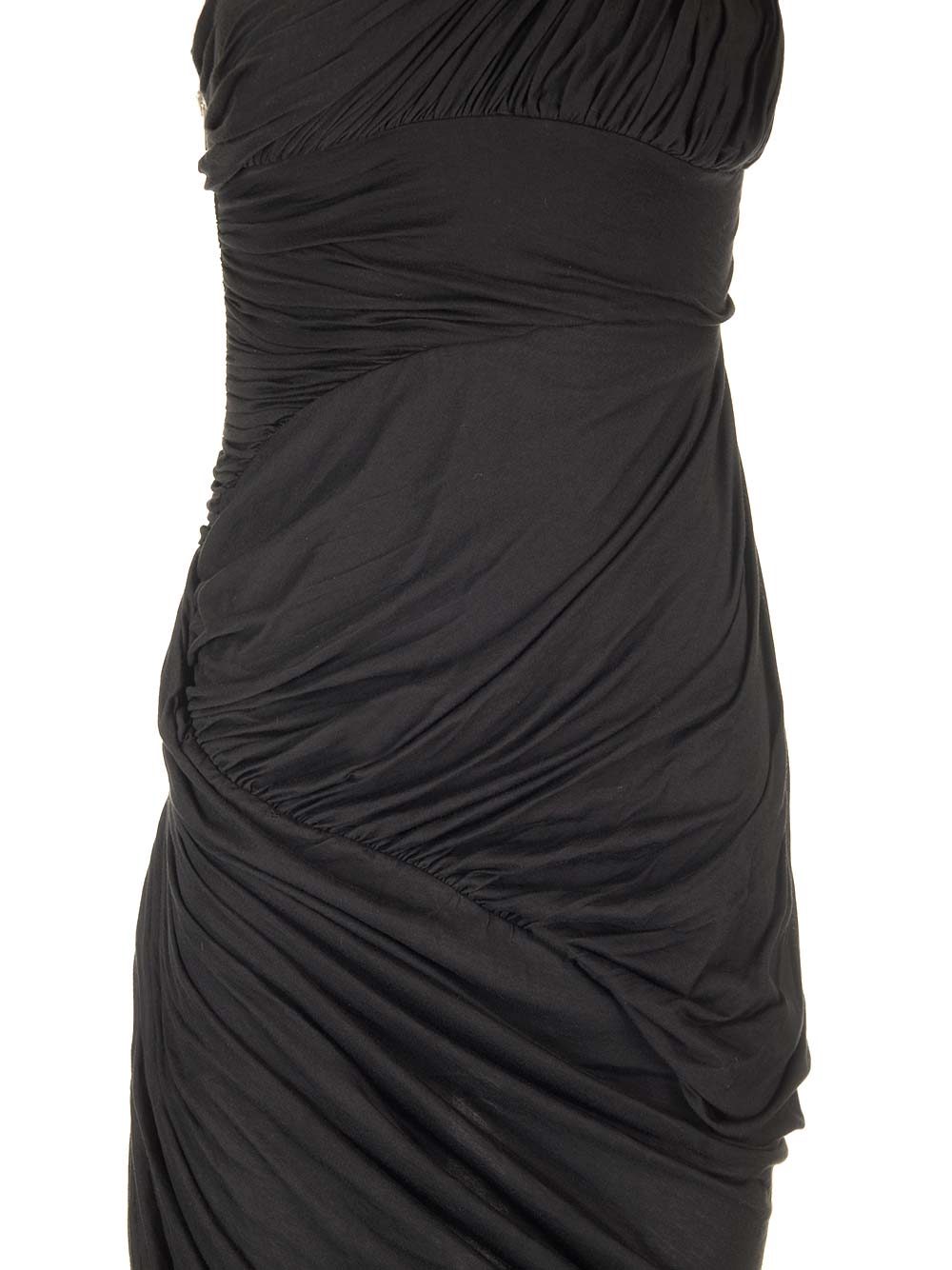 Rick Owens Draped Jersey Midi Dress Dresses - Black | 77e529ee9e558ee89f44e60dc10c8d36fca96b7e