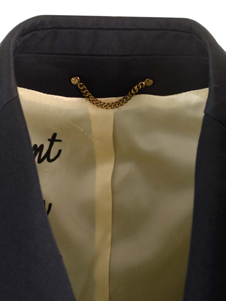 Golden Goose Deluxe Brand Double-Breasted Blazer Jackets - Blue | ea3db59cd643a1b152425610d21c492080418bd2