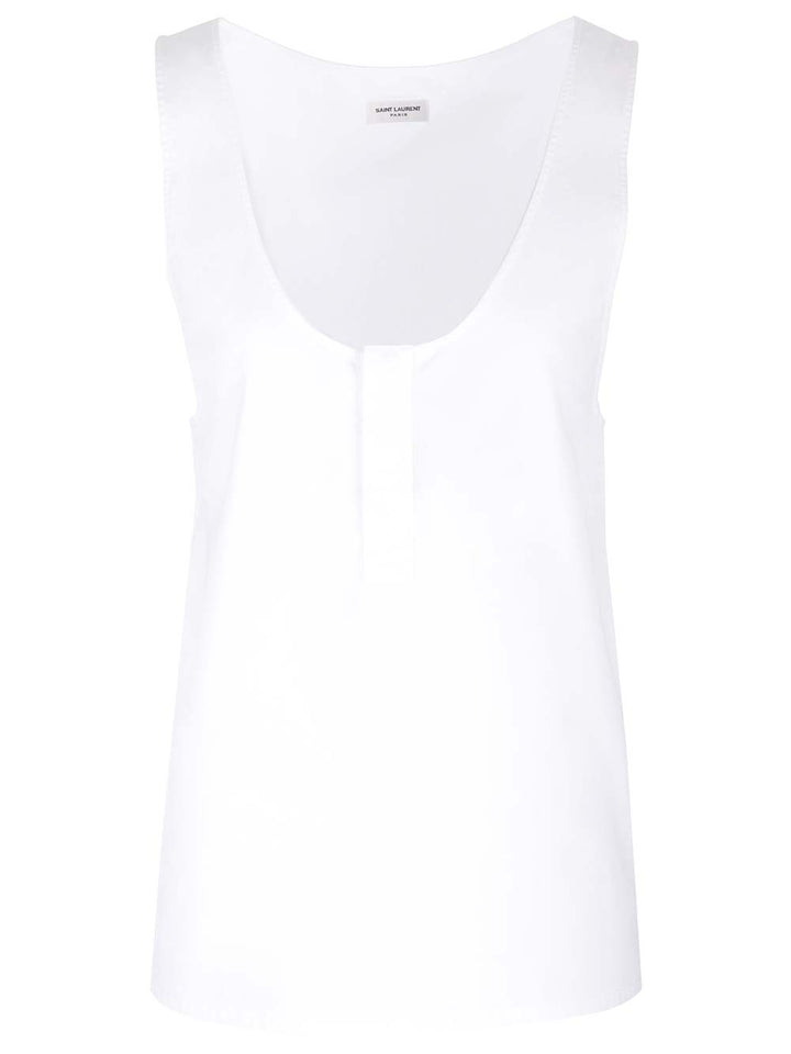 Saint Laurent Henley Tops - White | 5b356fac022e645184556e92c837ef0a5cf96c80