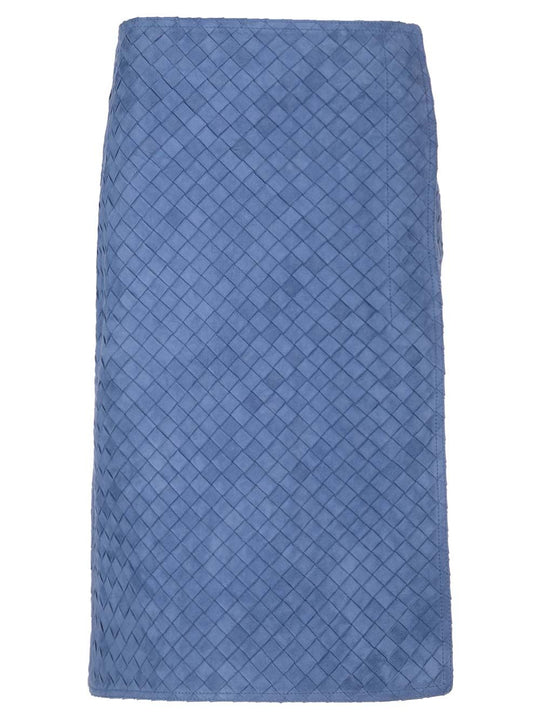 Leather Pencil Skirt Shirts Light Blue