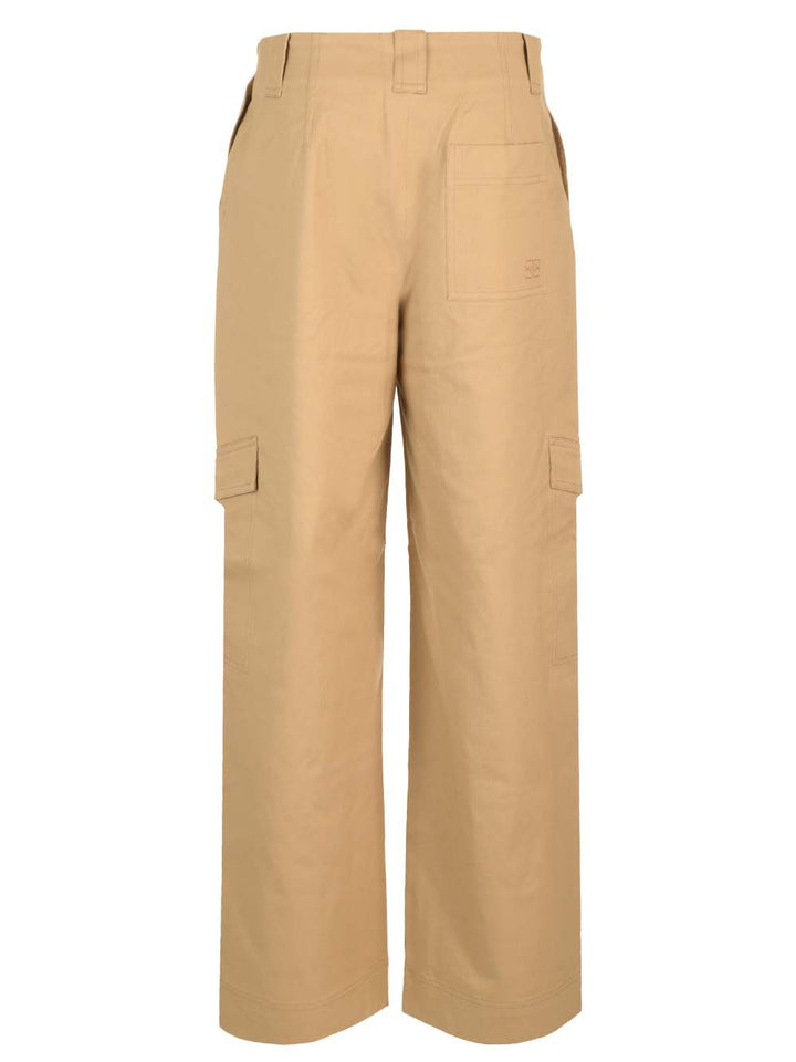 Ganni Cotton Canvas Cargo Trousers - Beige | f1a3377903ac1ffa7c46d521497818d148fe27a9