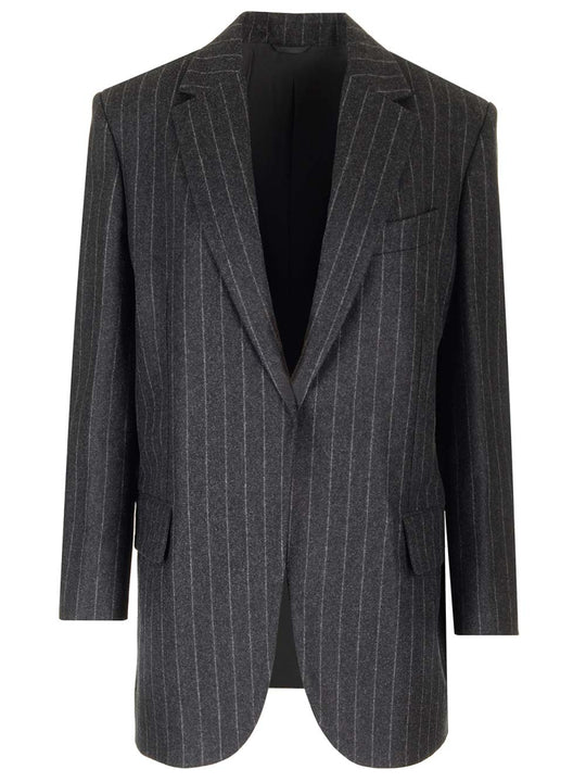 Pinstripe Blazer Jackets Grey