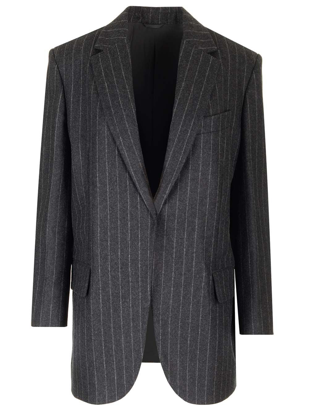 Brunello Cucinelli Pinstripe Blazer Jackets - Grey | 813973c999e3fcfcbc4fba6a549592b3d74933de