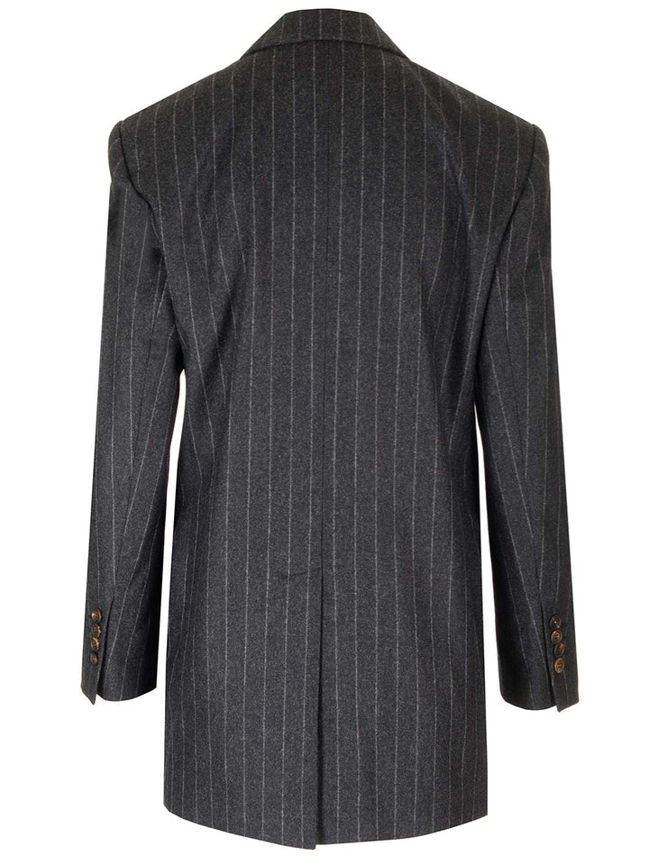 Brunello Cucinelli Pinstripe Blazer Jackets - Grey | 1b204d4a96fbadf1e831b196eee7347417f85bcc