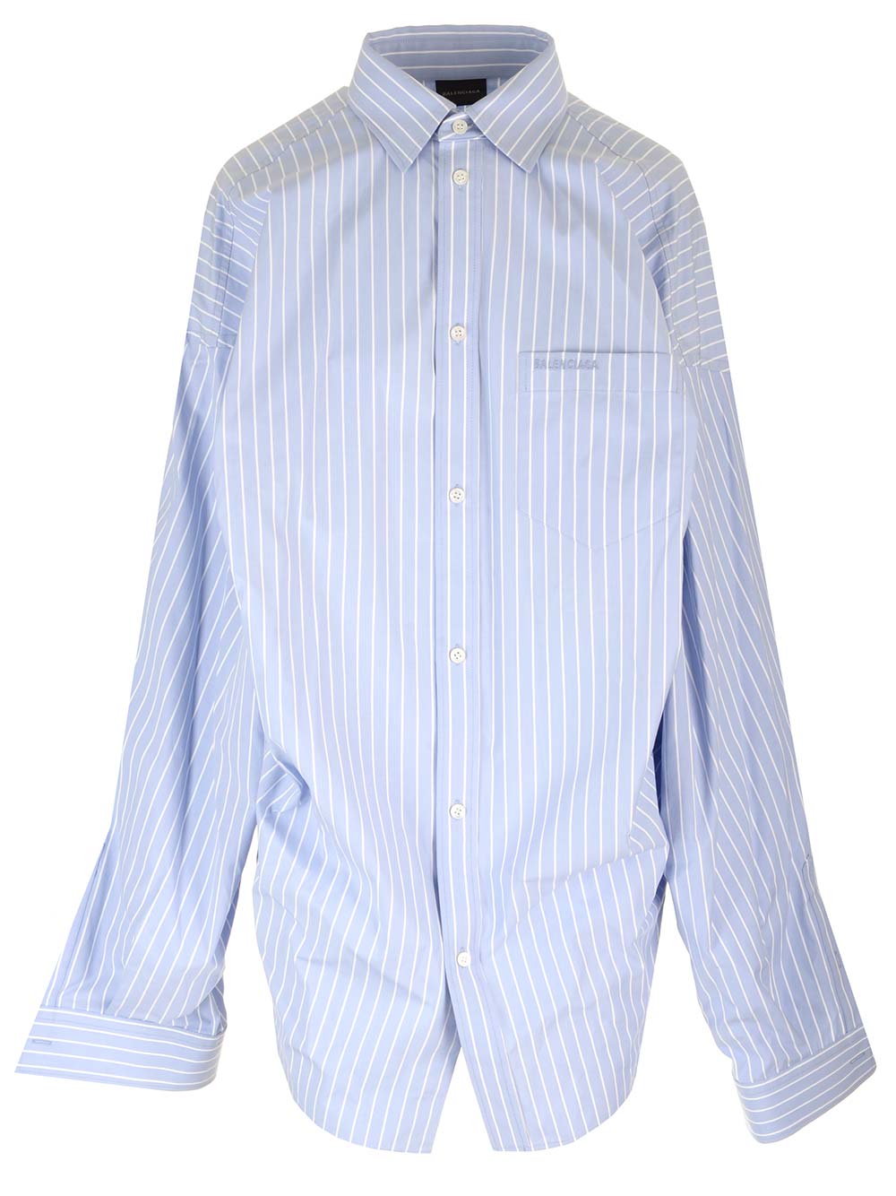 Balenciaga Large Fit Asymmetric Shirt Shirts - Light blue | 72b996532ad390e7011e167320cf30ea1d694d9a