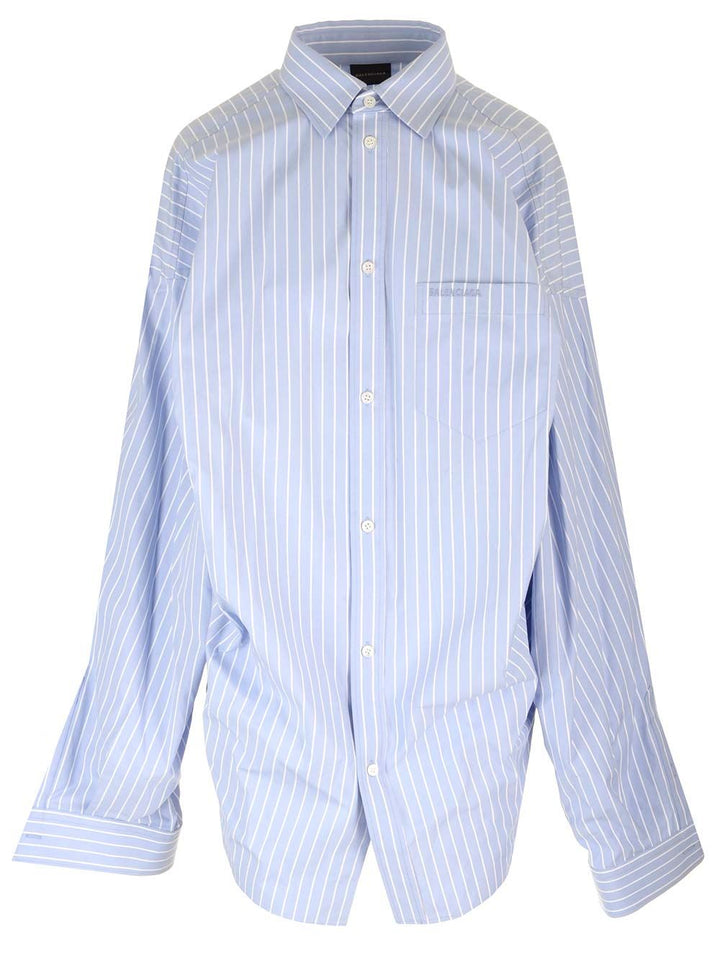 Balenciaga Large Fit Asymmetric Shirt Shirts - Light blue | 5993943cecb4794ffadb149fe3329721817f9e75