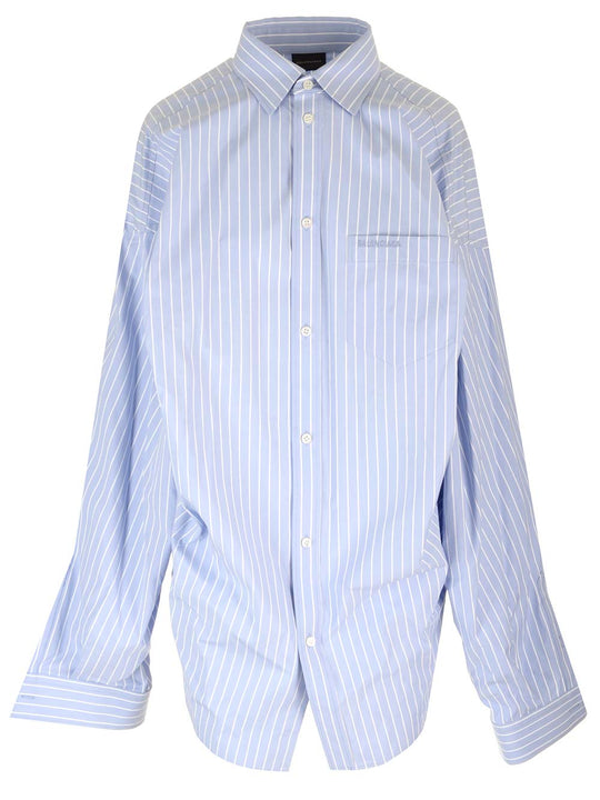 Large Fit Asymmetric Shirt Shirts Light Blue
