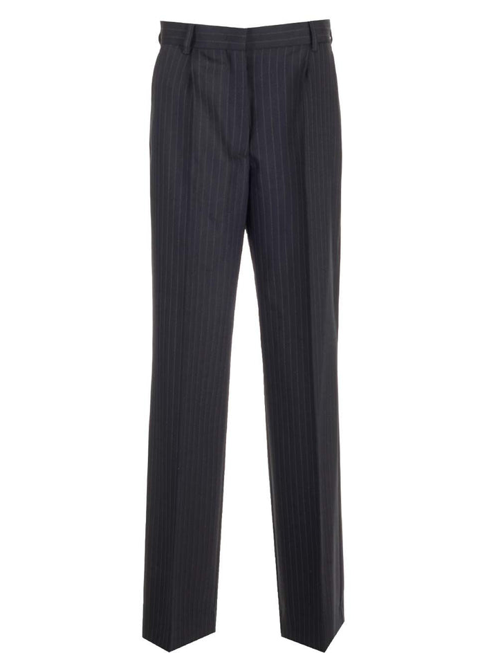 Miu Miu Blue Pinstriped Trousers - Blue | 6acb11d9d96f287247346b1e5f37eb7fc01934d1