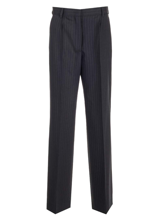 Blue Pinstriped Trousers Blue