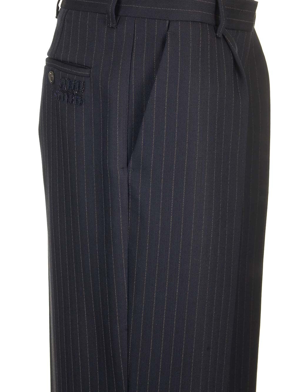 Miu Miu Blue Pinstriped Trousers - Blue | bc2e8d7577e910a2c76d8fdd26fecf053cdd3dfe