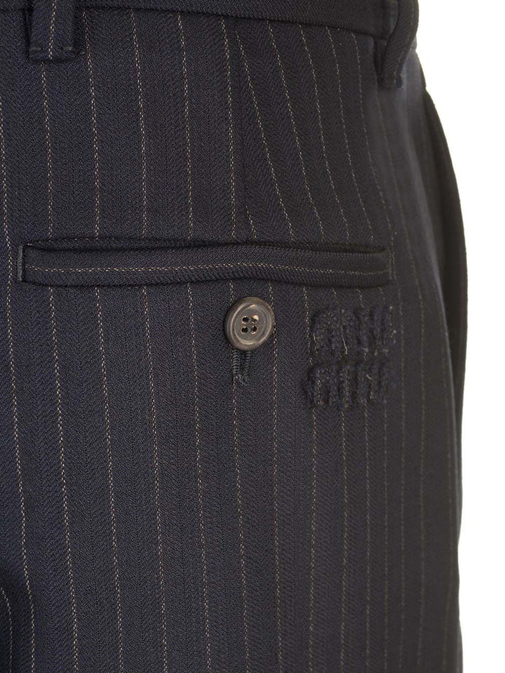 Miu Miu Blue Pinstriped Trousers - Blue | 5c8d8f75214814a0a7bd5667a5403d522ef6994e