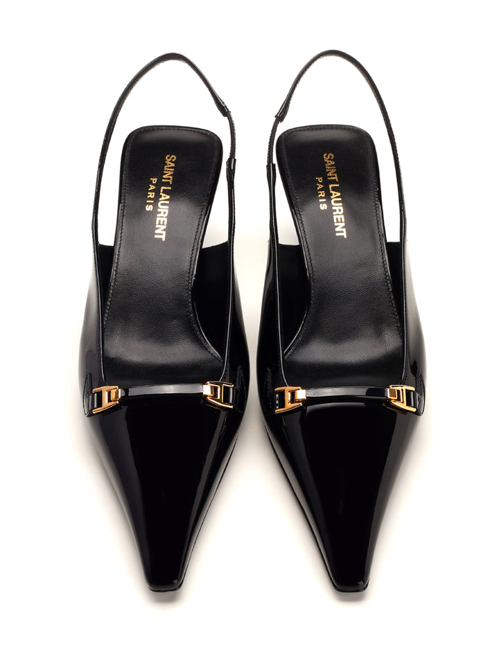 Saint Laurent Slingback With Spool Heel Pumps - Black | b06524ed2a05afe74957d1d68762aa9672d84b7f