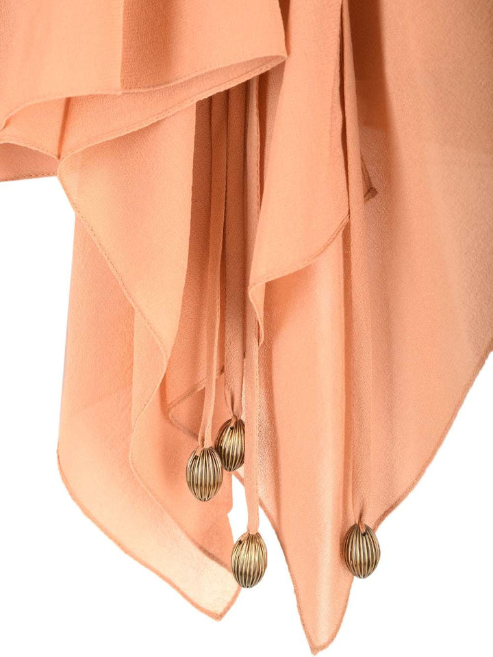 Chloe' Silk Georgette Ruffled Top Tops - Brown | dbfa4e79faf7accaf7e724020964a7dc9eeb16a0