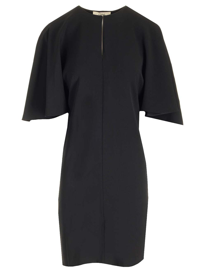 Chloe' Cape Sleeves Mini Dress Dresses - Black | ce996eb70995eda0e14204621a2209bc12f03c3d