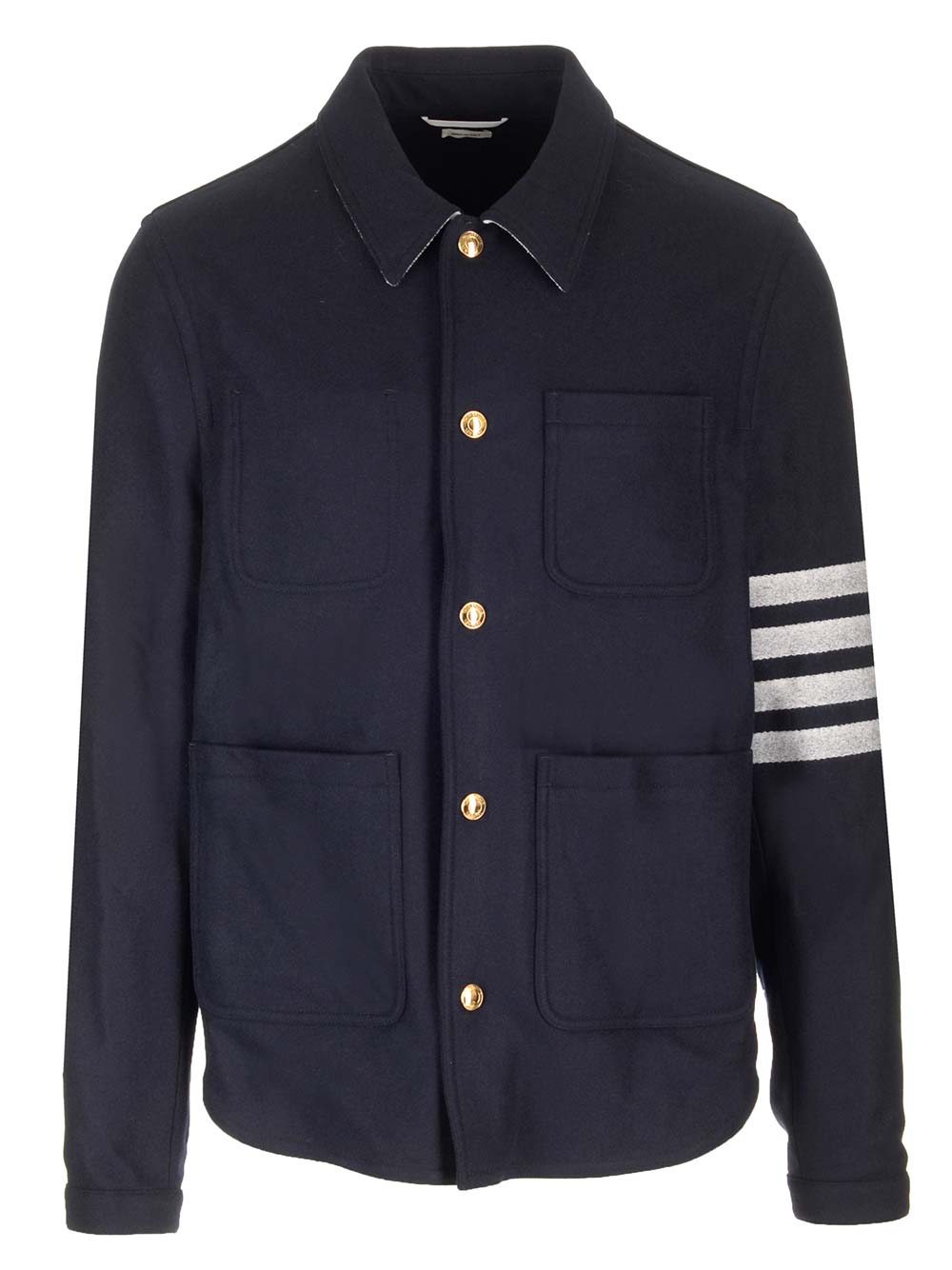 Thom Browne Wool Cashmere 4-Bar Utility Jacket Jackets - Blue | 7bdbb873cbd25e2a929edbdcd6687d1ad5867bdf
