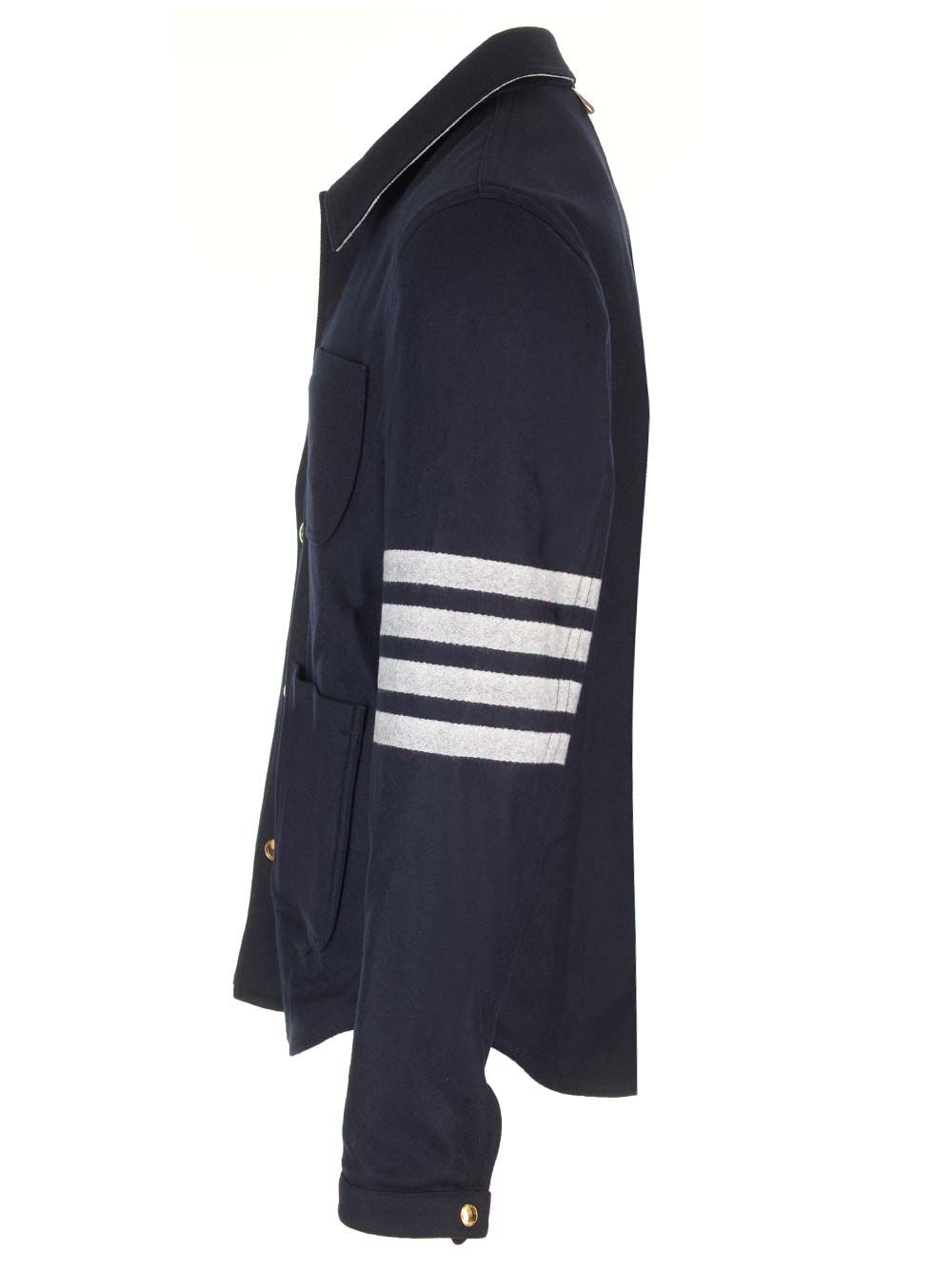 Thom Browne Wool Cashmere 4-Bar Utility Jacket Jackets - Blue | 361ec214ce0adbd37d74009bcb1e8834d6775dc8