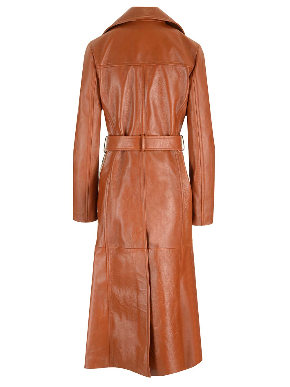 Chloe' Leather Military Trench Coat Jackets - Brown | 6a4534aece92e5f63f833cc11f42cdbcbc3a6750
