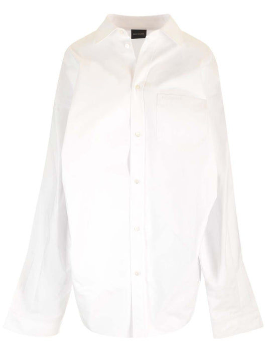 Large Fit Asymmetric Shirt Shirts White