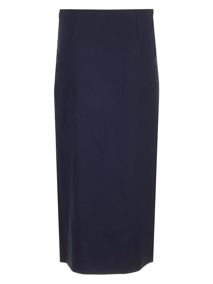 Chloe' Wool Midi Skirt Skirts - Blue | 9a700dc3ba6647c961a3233173f014cc2fb647f7