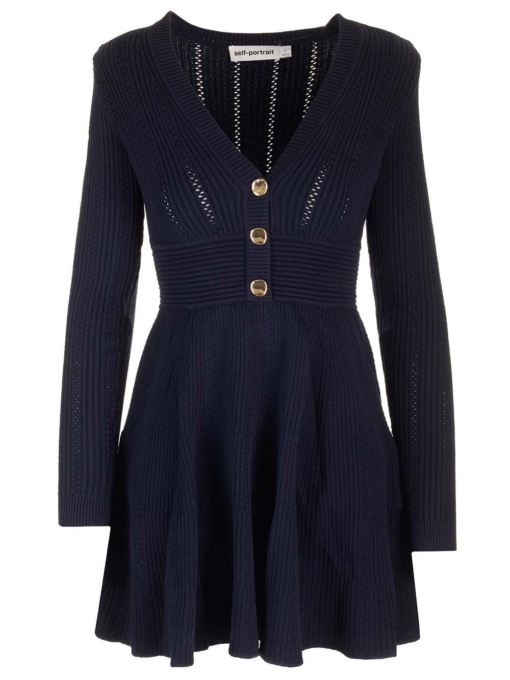 Self-Portrait Pointelle Knit Mini Dress Dresses - Blue | 5192be0d2b04a80775a6c40c84a485df5975ed5d