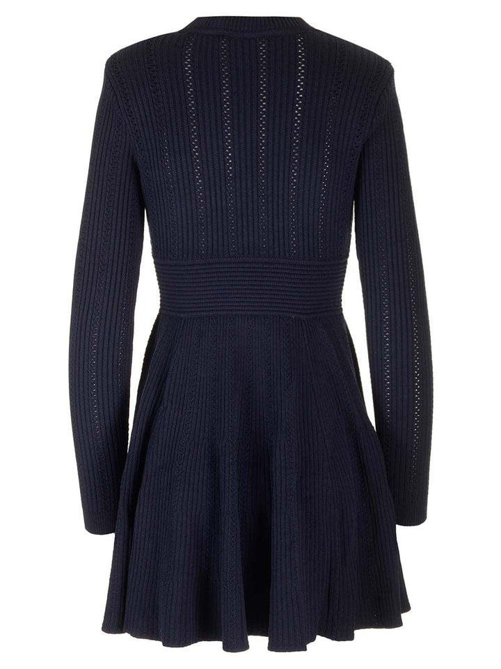 Self-Portrait Pointelle Knit Mini Dress Dresses - Blue | 46a6d39a79d3ca7b85191d441f90f15f8a02fce4