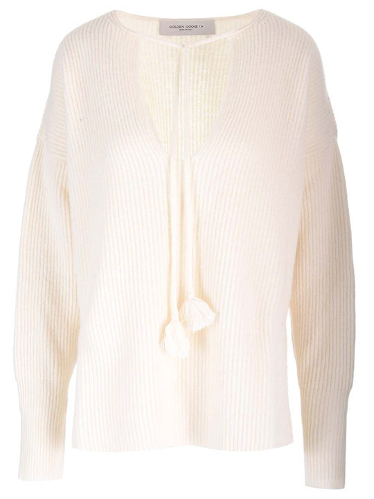 Ribbed Wool Sweater Knitwear White